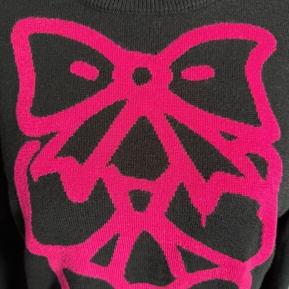 Moschino Boutique Black Silk and Cashmere Sweater with Pink Bow Detail Size S - Picture 2 of 7